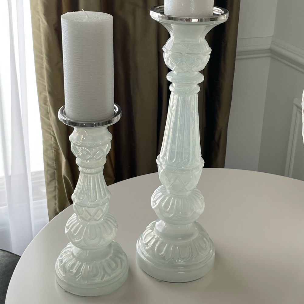 Pair of glass Candleholders
